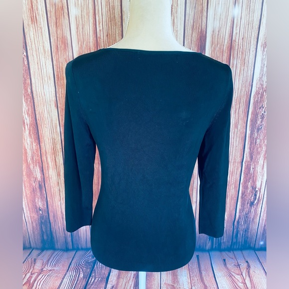 Women’s Small Blouse Lucia Burns Black Floral Embroidery Bead Sequin 3/4 Sleeve - Picture 7 of 12